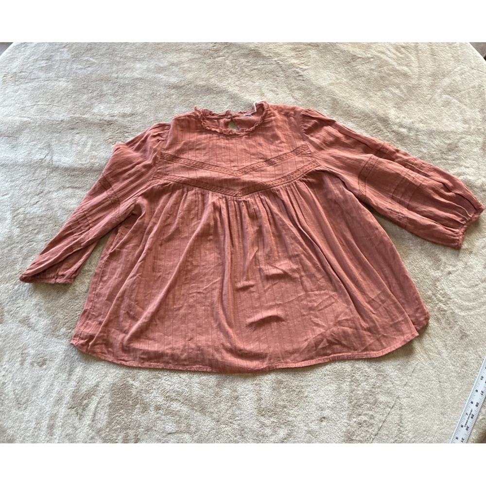 Women's Top XL Orange Peasant Blouse Granola-girl Indie Folk Boho Cottagecore